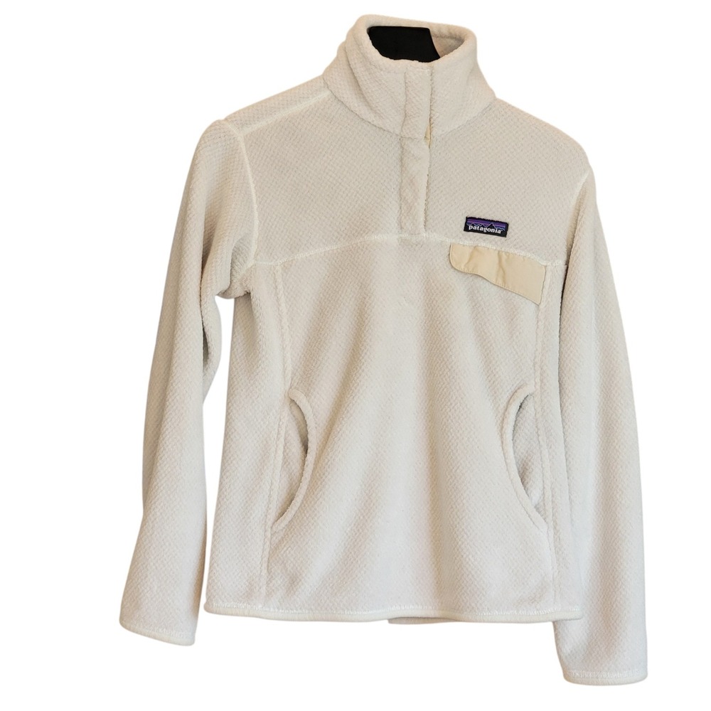 Patagonia Re-Tool Snap-T Pullover Fleece Cream White Polartec Womens Small - Picture 2 of 16